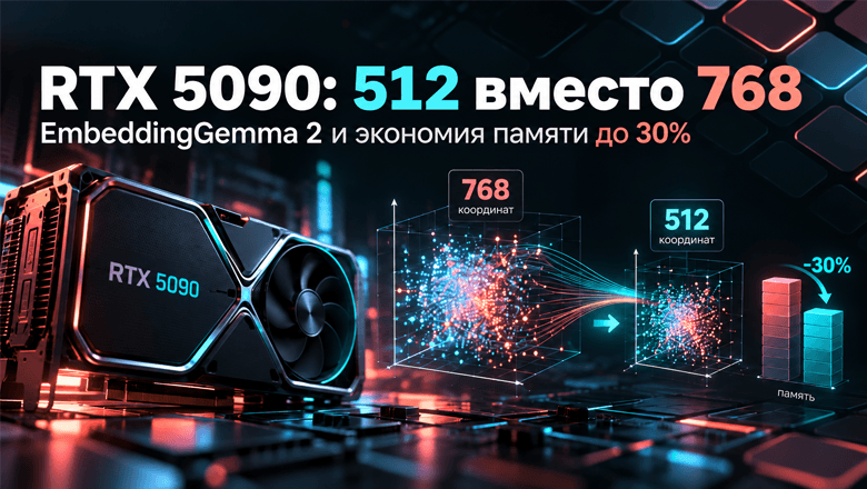 EmbeddingGemma 2: как перейти с 768 на 512 координат и сэкономить память на RTX 5090