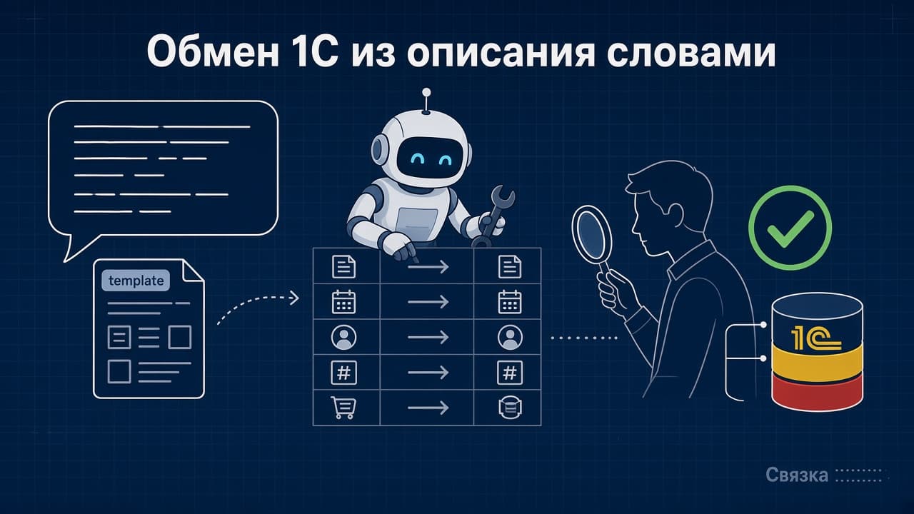 Обмен 1С из описания словами и объекта-образца: как AI-помощник собирает настройку и почему она проходит через человека