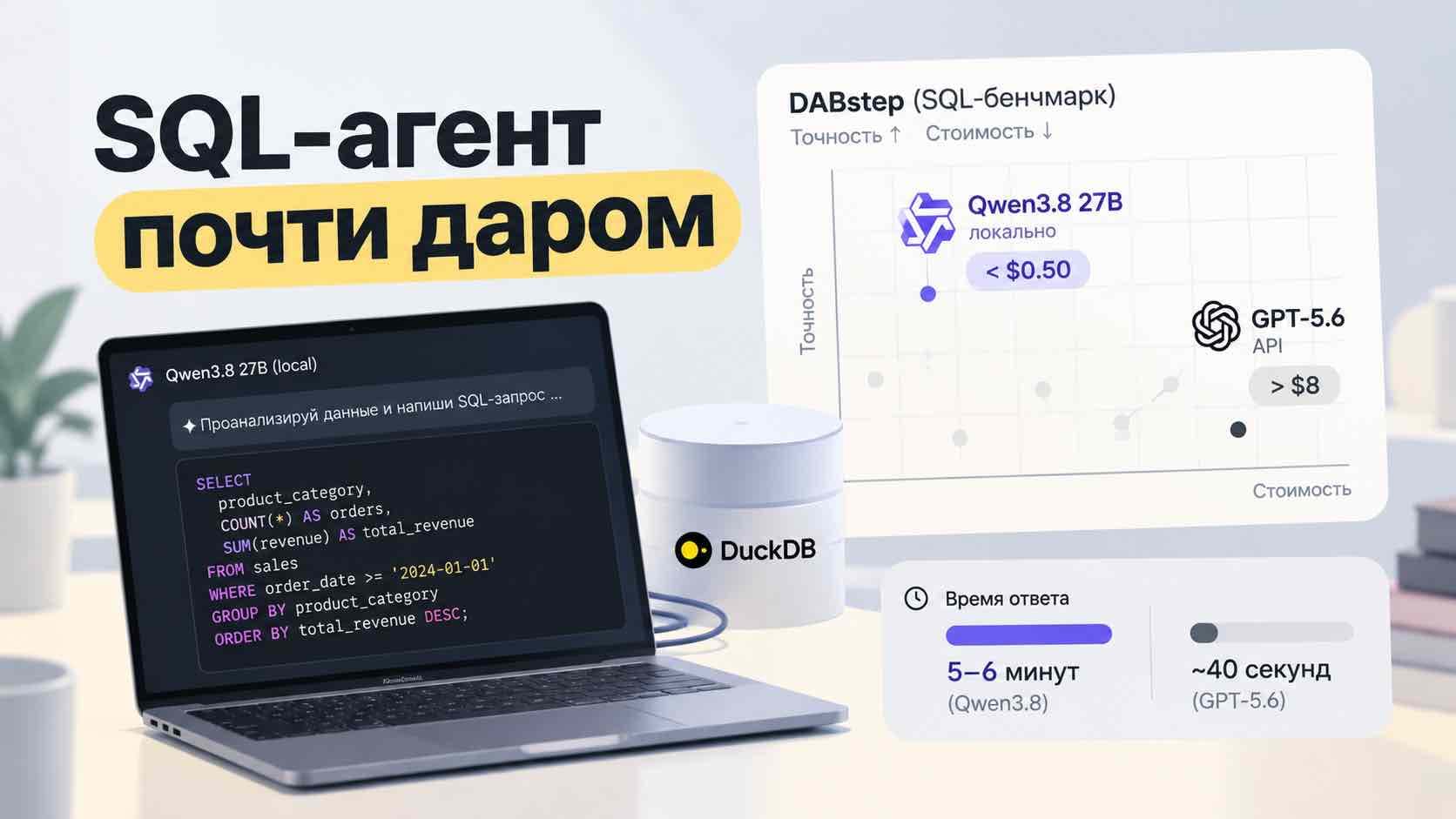 [Перевод] Qwen3.8 27B обошла GPT-5.6 в SQL‑бенчмарке. И всё это — локально на ноутбуке