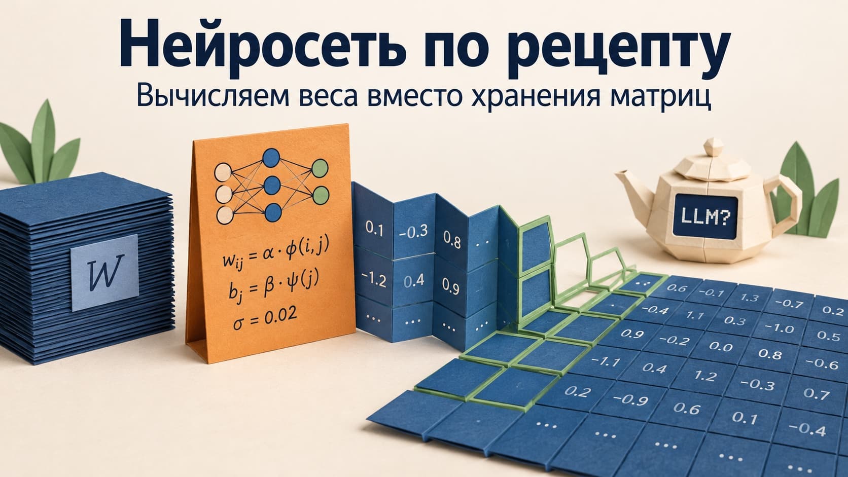 Нейросеть по рецепту: вычисляем веса вместо хранения матриц