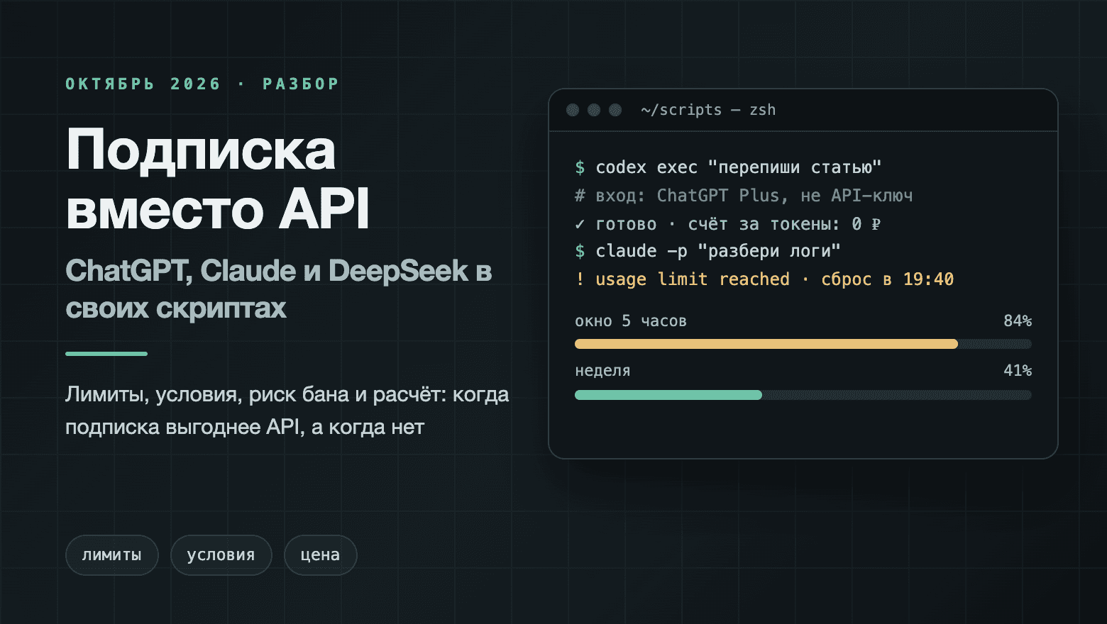 Подписка или API: расчёт стоимости текстового конвейера и агента