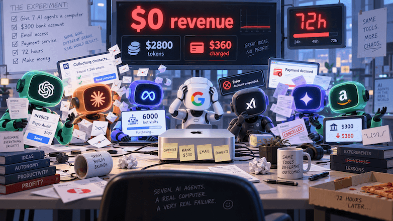 Семь ИИ‑моделей получили по $300 и три дня, чтобы заработать. Выручка — $0