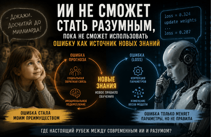ИИ не сможет стать разумным, пока не сможет использовать ошибку как источник новых знаний