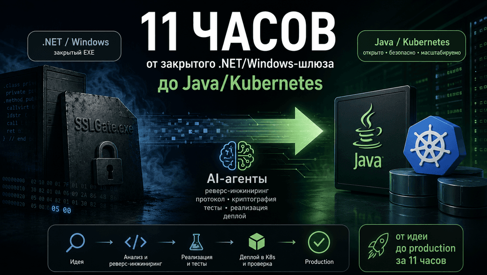 От закрытого.NET‑шлюза до Java/Kubernetes за 11 часов: production‑кейс агентной разработки