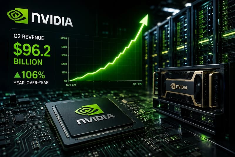 Nvidia’s Q2 Revenue Soars 106% to $96.2 Billion as AI Demand Accelerates