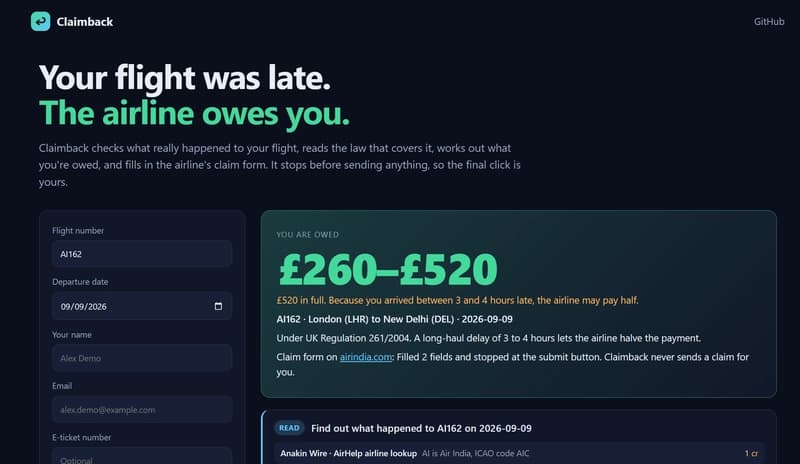 I built an AI agent that fills in your flight delay claim