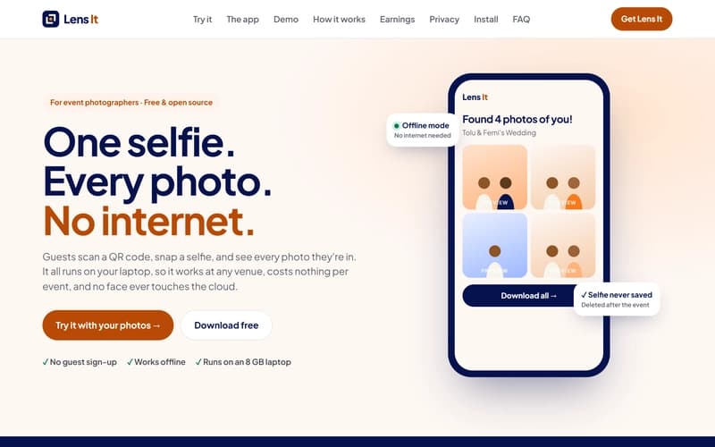 Lens It: Find Yourself in Every Event Photo With One Selfie, Without a Face Ever Leaving the Room
