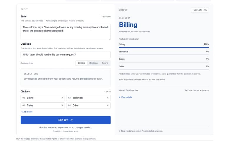 AI Can Generate Paragraphs. But What If You Just Need a Decision? Meet Jev