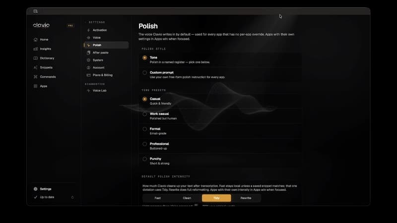 Clavio for Mac: six spoken briefs for coding assistants