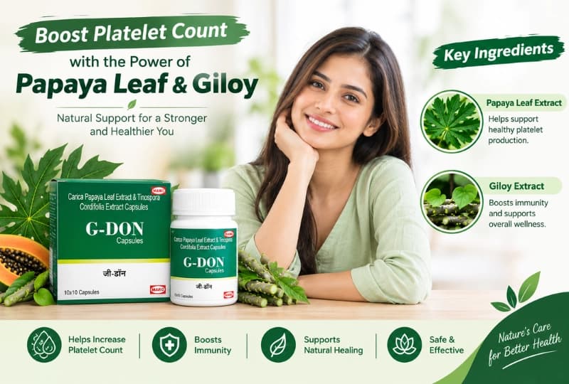 Boost Platelet Count: G Don Capsule With Papaya Leaf and Giloy